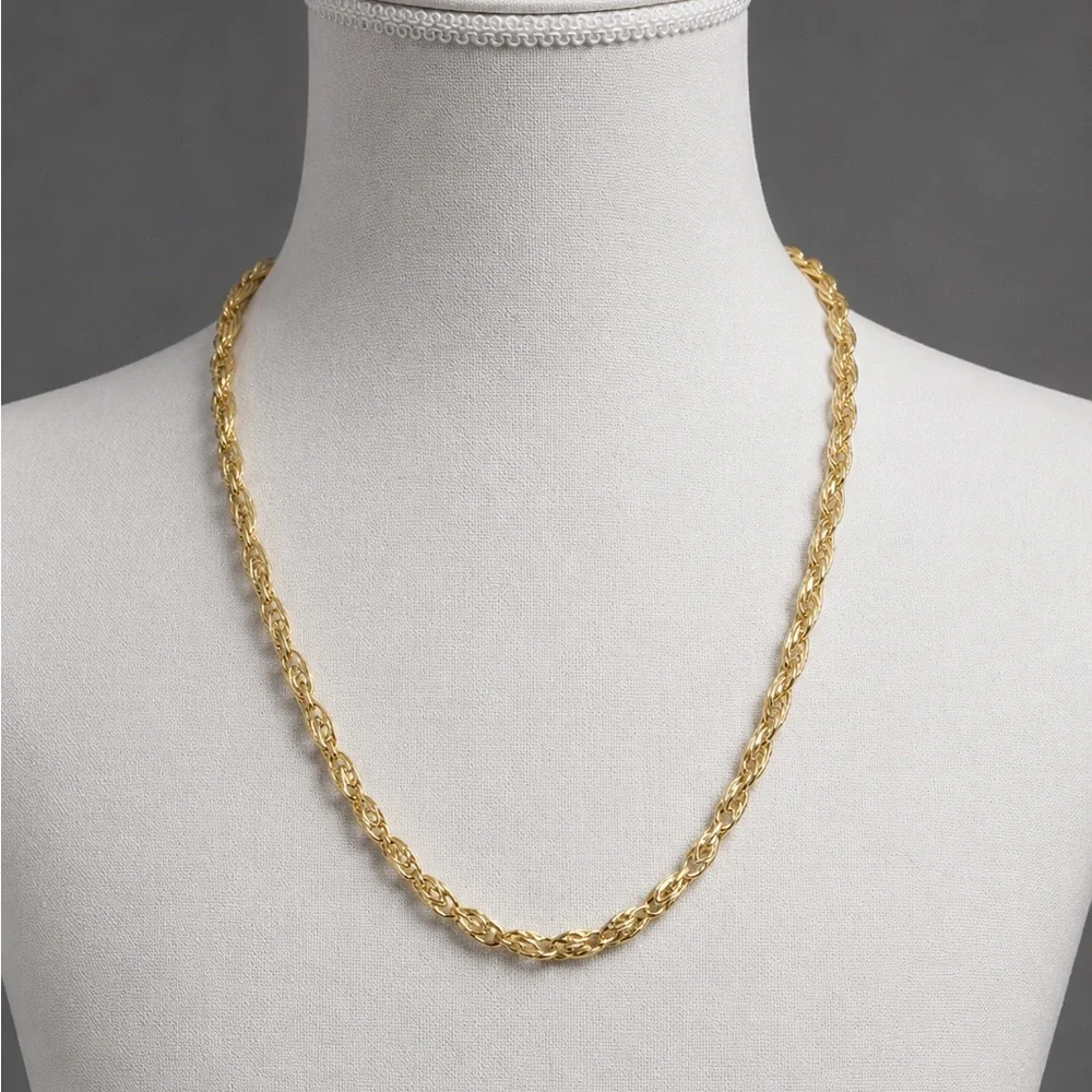Gold Over 925 Sterling Silver Turkish Link Chain Men’s Necklace Size 24”
